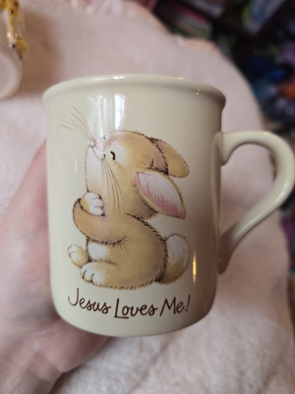 Jesus Loves Me! Cream Bunny Ceramic Mug - Mug Mates